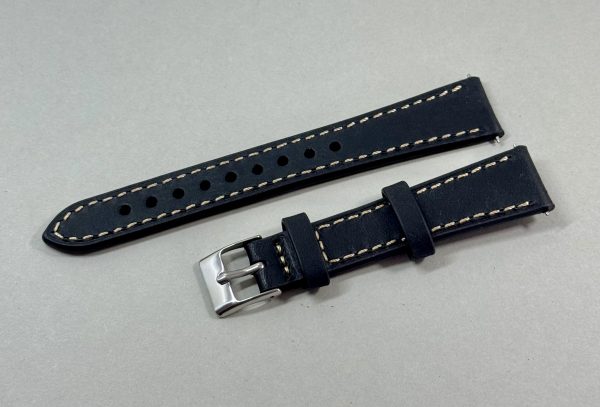 UHRENARMBAND RINDSLEDER 18MM VINTAGE - SCHWARZ – Bild 2
