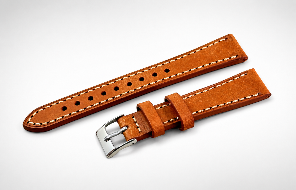UHRENARMBAND RINDSLEDER 18MM VINTAGE - COGNAG / HELLBRAUN – Bild 2